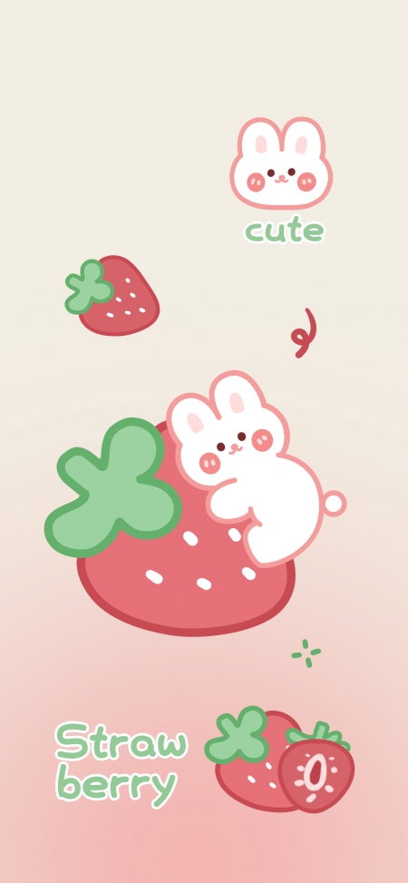 女生专用可爱兔子草莓5k动漫手机壁纸竖屏